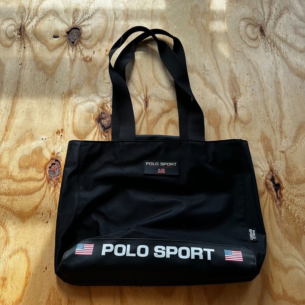 Vintage Polo Sport Ralph Lauren Black Nylon Tote Bag - One Size